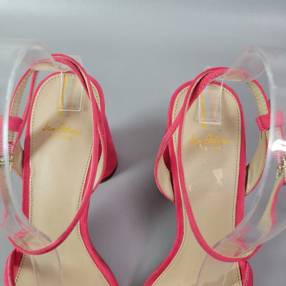 Sam Edelman Kia Slingback Dahlia Pink Suede Block Heel Sandal Size 9 - Picture 6 of 14